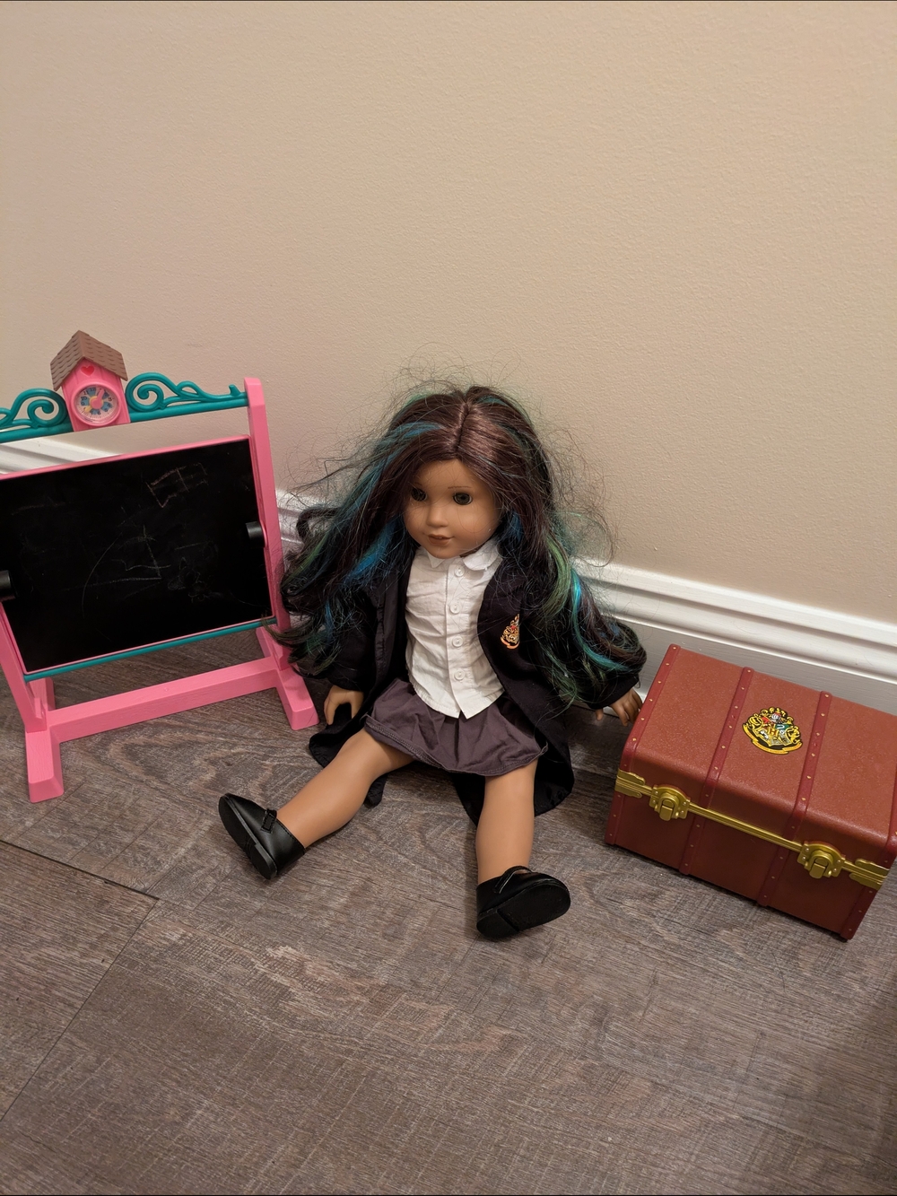 American Girl Doll with Black Hair and Teal Highlights-Harry Potter Edition